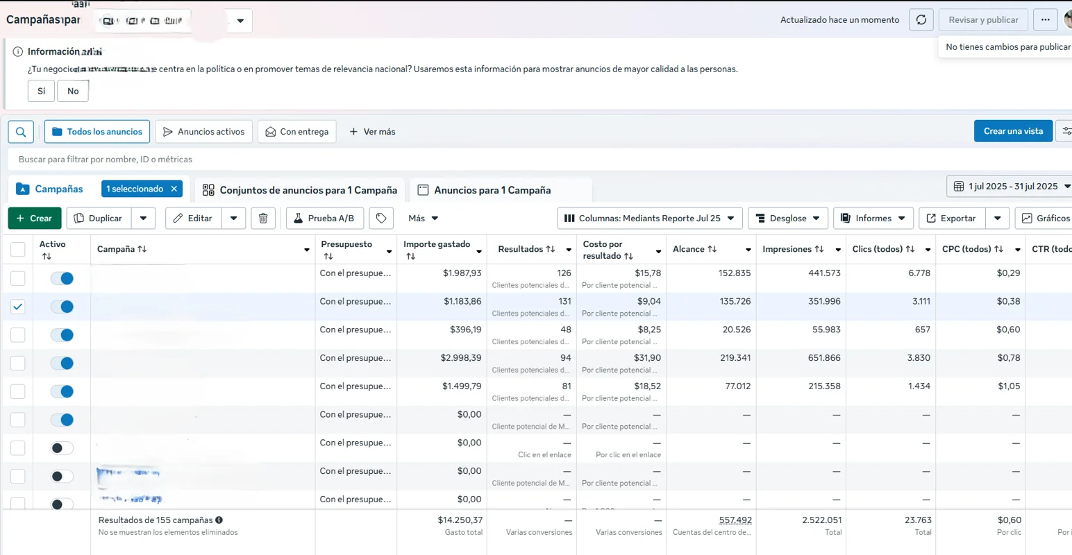 Resultado de Campaña